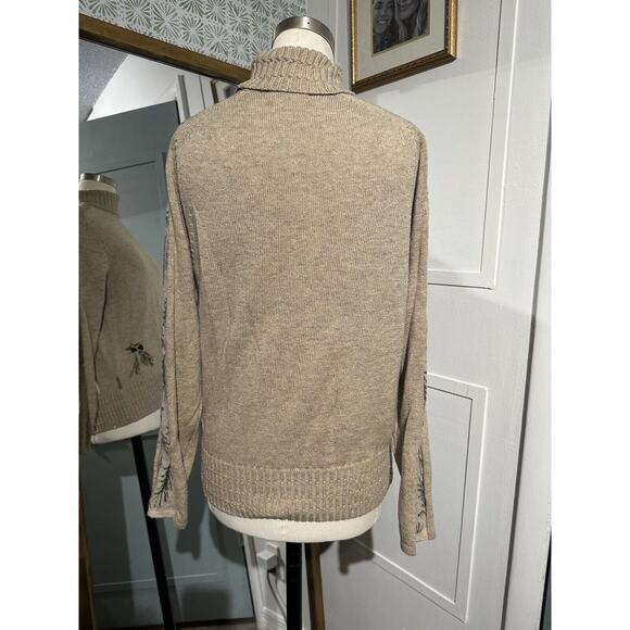 WOOLRICH Pine Pinecone Tree Wool Blend Turtleneck Sweater Women's Size Medium - Picture 6 of 9